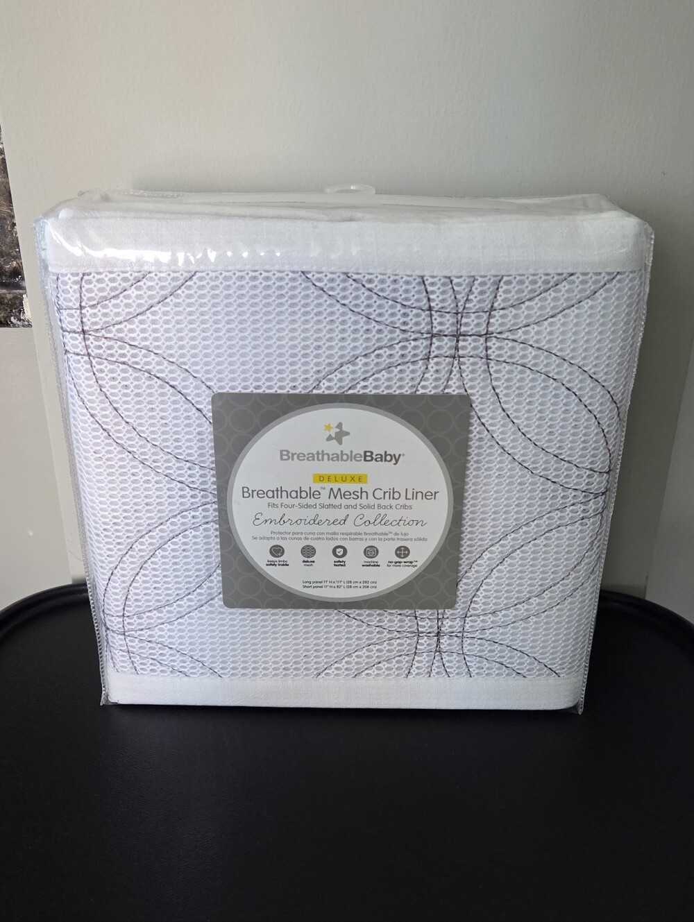 NEW BreathableBaby Breathable Mesh Crib Liner - Deluxe Embroidered Collection
